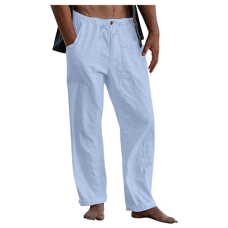 Herren Leinen Casual Kordelzug Lose Hosen