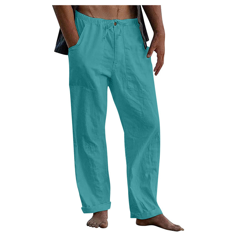 Herren Leinen Casual Kordelzug Lose Hosen