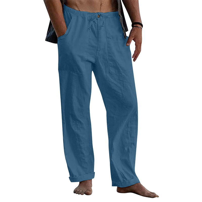 Herren Leinen Casual Kordelzug Lose Hosen