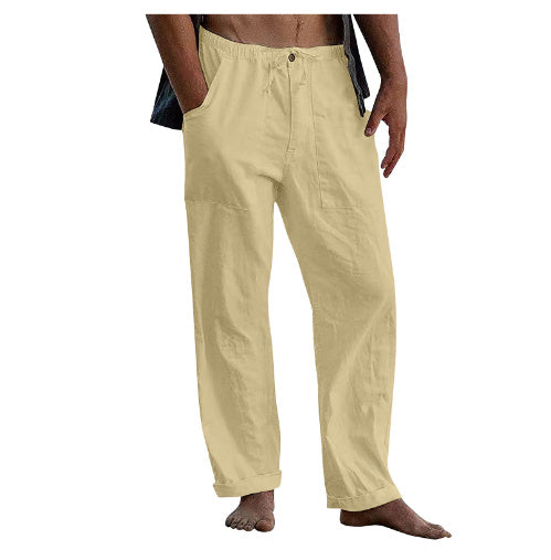 Herren Leinen Casual Kordelzug Lose Hosen