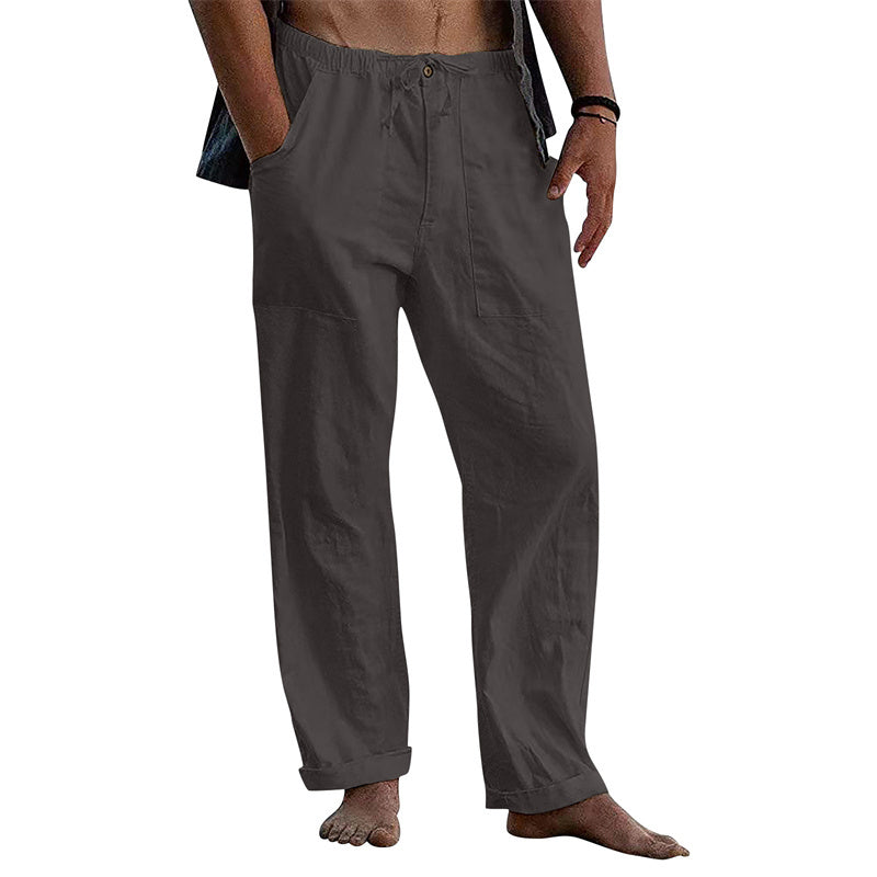 Herren Leinen Casual Kordelzug Lose Hosen
